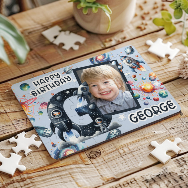 FREE WITH ORDERS OVER £30! - Kids Birthday Gift Boy Space Letter G Photo Personalised Wooden Jigsaw Puzzle FREE WITH ORDERS OVER £30! - Kids Birthday Gift Boy Space Letter G Photo Personalised Wooden Jigsaw Puzzle