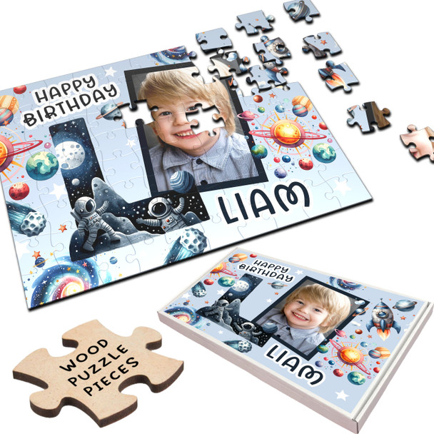 FREE WITH ORDERS OVER £30! - Kids Birthday Gift Boy Space Letter L Photo Personalised Wooden Jigsaw Puzzle FREE WITH ORDERS OVER £30! - Kids Birthday Gift Boy Space Letter L Photo Personalised Wooden Jigsaw Puzzle