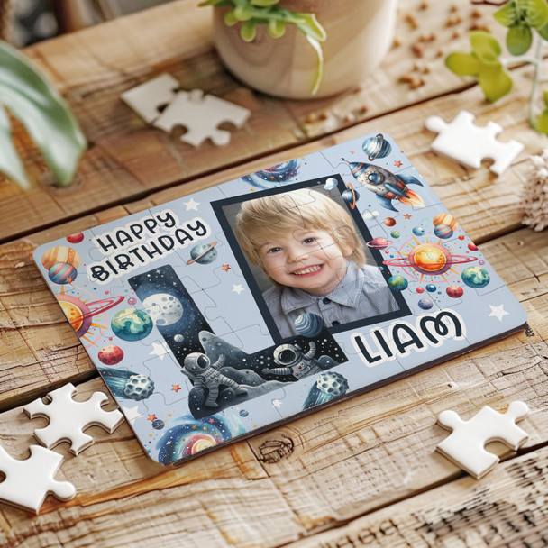 FREE WITH ORDERS OVER £30! - Kids Birthday Gift Boy Space Letter L Photo Personalised Wooden Jigsaw Puzzle FREE WITH ORDERS OVER £30! - Kids Birthday Gift Boy Space Letter L Photo Personalised Wooden Jigsaw Puzzle