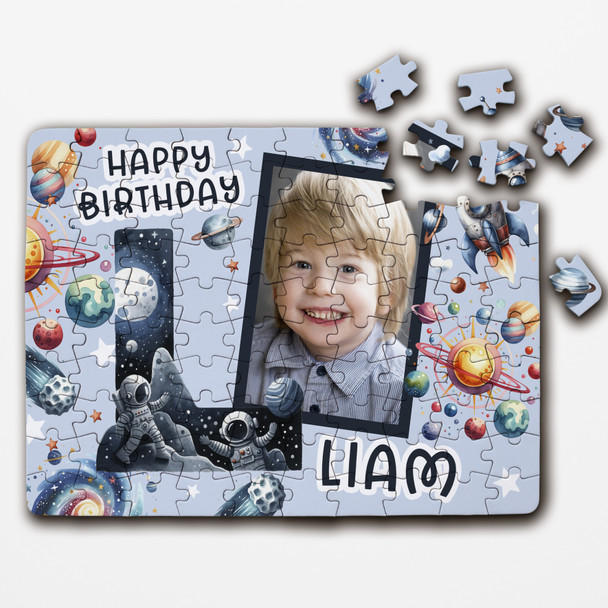 FREE WITH ORDERS OVER £30! - Kids Birthday Gift Boy Space Letter L Photo Personalised Wooden Jigsaw Puzzle FREE WITH ORDERS OVER £30! - Kids Birthday Gift Boy Space Letter L Photo Personalised Wooden Jigsaw Puzzle