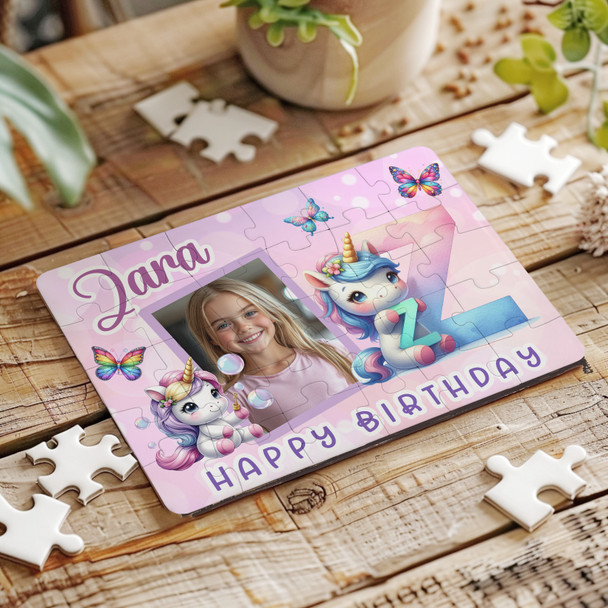 FREE WITH ORDERS OVER £30! - Kids Birthday Gift Girl Unicorn Letter Z Photo Personalised Wooden Jigsaw Puzzle FREE WITH ORDERS OVER £30! - Kids Birthday Gift Girl Unicorn Letter Z Photo Personalised Wooden Jigsaw Puzzle
