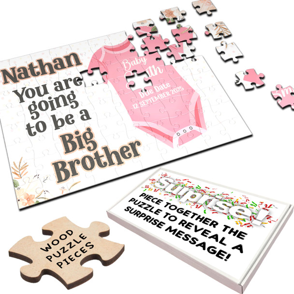 FREE WITH ORDERS OVER £30! - For Big Brother Pregnancy Announcement Gift Personalised Wood Jigsaw Puzzle