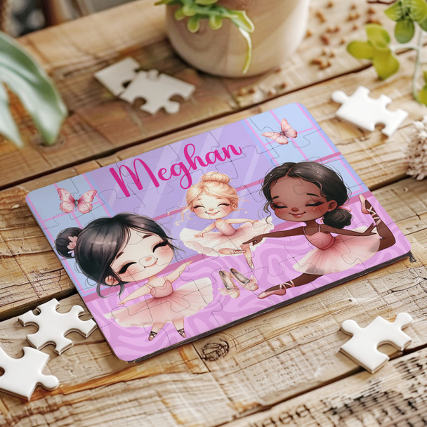 FREE WITH ORDERS OVER £30! - Cute Little Ballerina Dancer Gift Girls Custom Personalised Wooden Jigsaw Puzzle