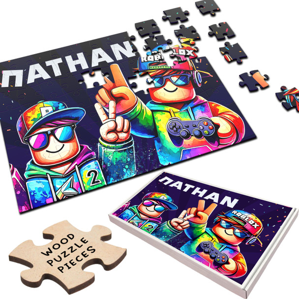 FREE WITH ORDERS OVER £30! - Roblox Rainbow Gaming Kids Children's Gift Personalised Wooden Jigsaw Puzzle FREE WITH ORDERS OVER £30! - Roblox Rainbow Gaming Kids Children's Gift Personalised Wooden Jigsaw Puzzle