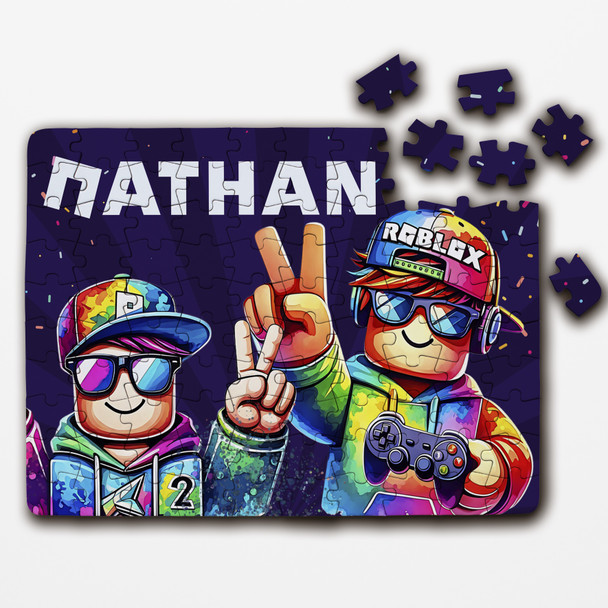 FREE WITH ORDERS OVER £30! - Roblox Rainbow Gaming Kids Children's Gift Personalised Wooden Jigsaw Puzzle FREE WITH ORDERS OVER £30! - Roblox Rainbow Gaming Kids Children's Gift Personalised Wooden Jigsaw Puzzle
