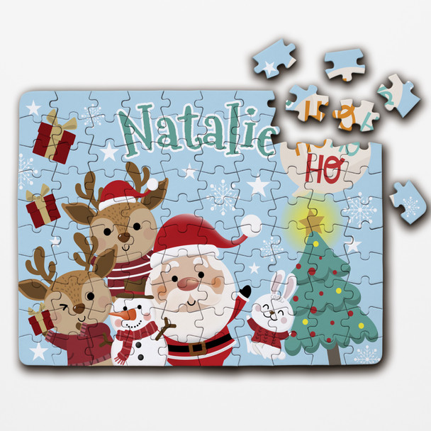 FREE WITH ORDERS OVER £30! - Santa With Reindeer Christmas Children's Kids Gift Custom Wood Jigsaw Puzzle