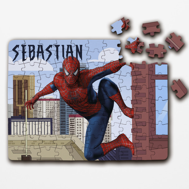 FREE WITH ORDERS OVER £30! - Spiderman Cartoon Superhero Gift For Kids Personalised Wooden Jigsaw Puzzle