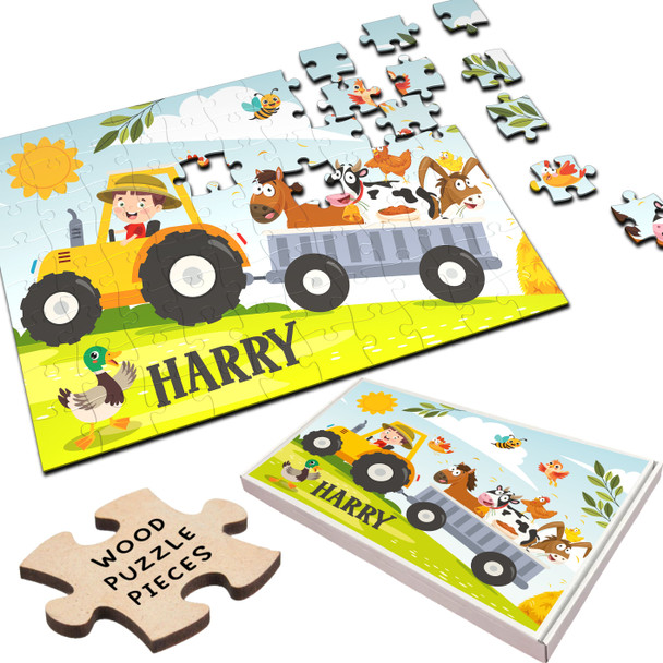 FREE WITH ORDERS OVER £30! - Tractor Animal Farm Children's Kids Gift Personalised Wooden Jigsaw Puzzle FREE WITH ORDERS OVER £30! - Tractor Animal Farm Children's Kids Gift Personalised Wooden Jigsaw Puzzle
