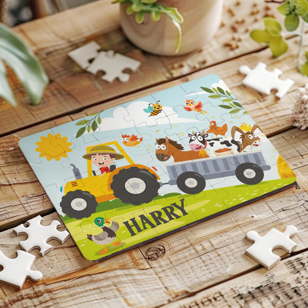 FREE WITH ORDERS OVER £30! - Tractor Animal Farm Children's Kids Gift Personalised Wooden Jigsaw Puzzle FREE WITH ORDERS OVER £30! - Tractor Animal Farm Children's Kids Gift Personalised Wooden Jigsaw Puzzle