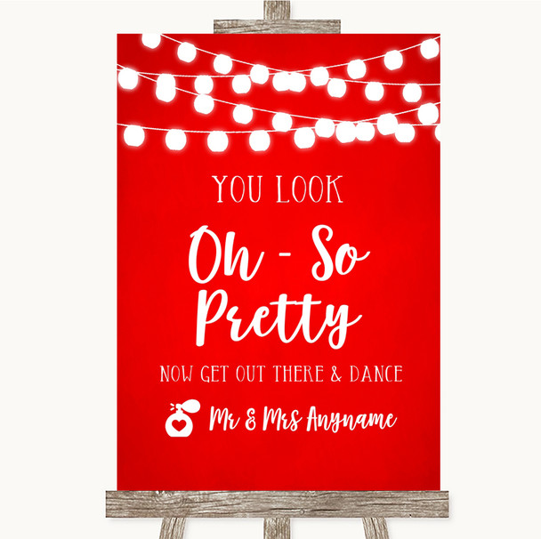 Red Watercolour Lights Toilet Get Out and Dance Personalised Wedding Sign
