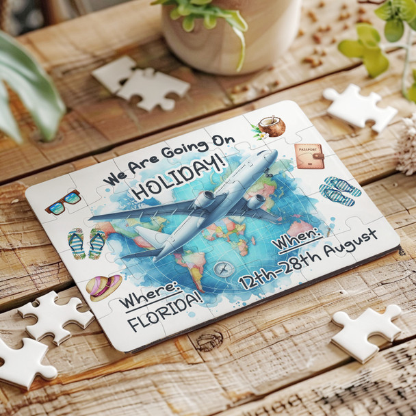 FREE WITH ORDERS OVER £30! - Any Destination Surprise Holiday Gift Trip Personalised Wooden Jigsaw Puzzle