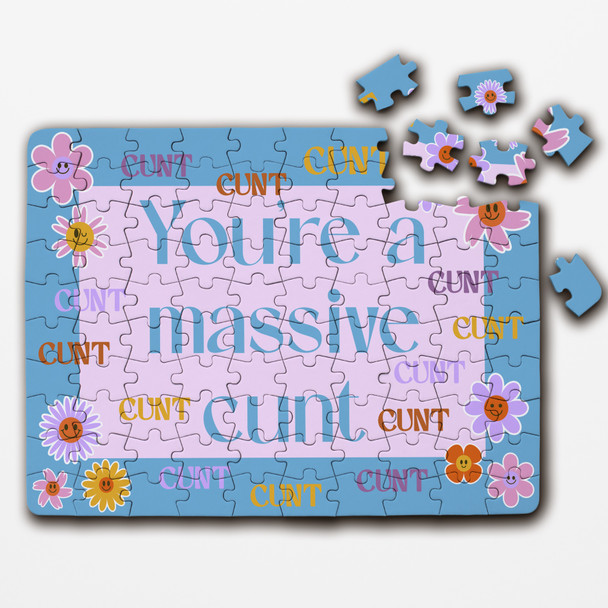 FREE WITH ORDERS OVER £30! - You're A Massive Cunt Pink Rude Funny Gift Personalised Wooden Jigsaw Puzzle