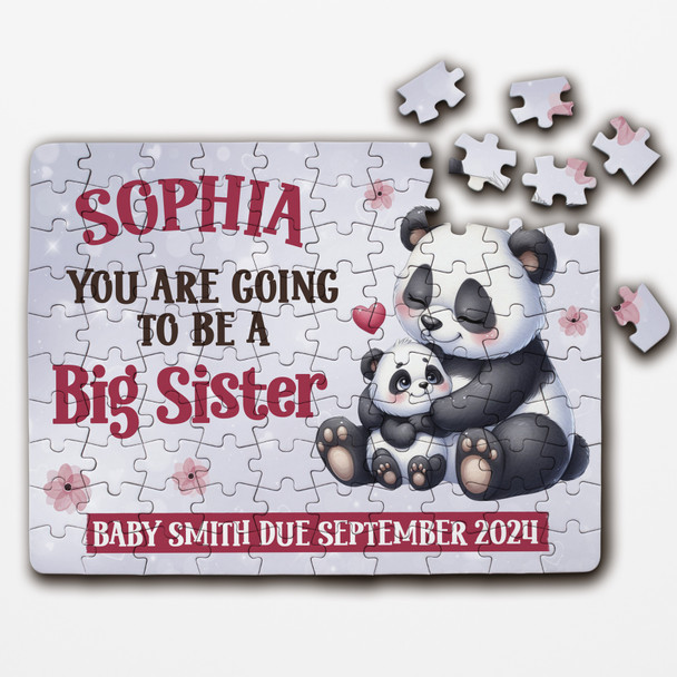 FREE WITH ORDERS OVER £30! - For Big Sister Pregnancy Baby Announcement Gift Panda Custom Wood Jigsaw Puzzle FREE WITH ORDERS OVER £30! - For Big Sister Pregnancy Baby Announcement Gift Panda Custom Wood Jigsaw Puzzle