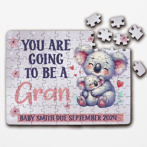 FREE WITH ORDERS OVER £30! - For Gran Pregnancy Announcement Gift Koalas Personalised Wooden Jigsaw Puzzle