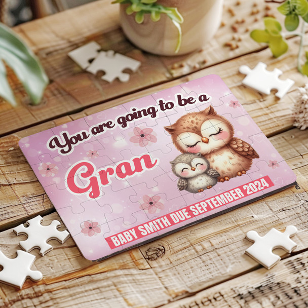 FREE WITH ORDERS OVER £30! - For Gran Pregnancy Announcement Gift Owls Personalised Wooden Jigsaw Puzzle FREE WITH ORDERS OVER £30! - For Gran Pregnancy Announcement Gift Owls Personalised Wooden Jigsaw Puzzle
