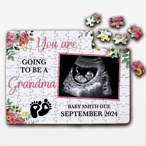 FREE WITH ORDERS OVER £30! - For Grandma Pregnancy Announcement Gift Scan Photo Custom Wood Jigsaw Puzzle