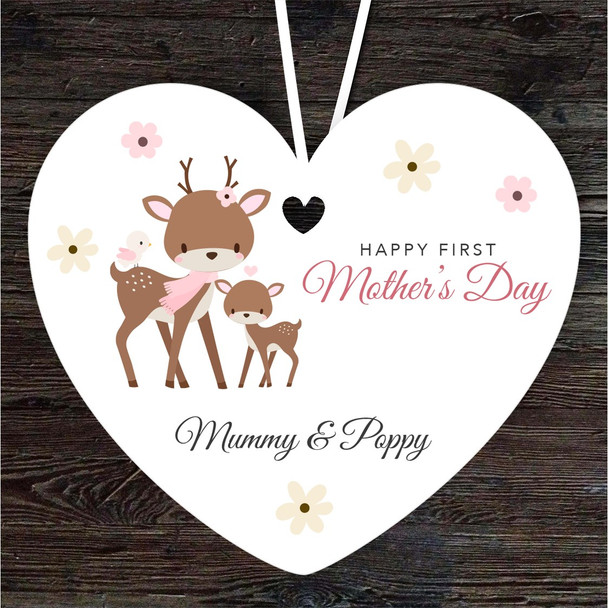 Mummy Deer With Baby First Mother's Day Gift Heart Personalised Hanging Ornament Mummy Deer With Baby First Mother's Day Gift Heart Personalised Hanging Ornament