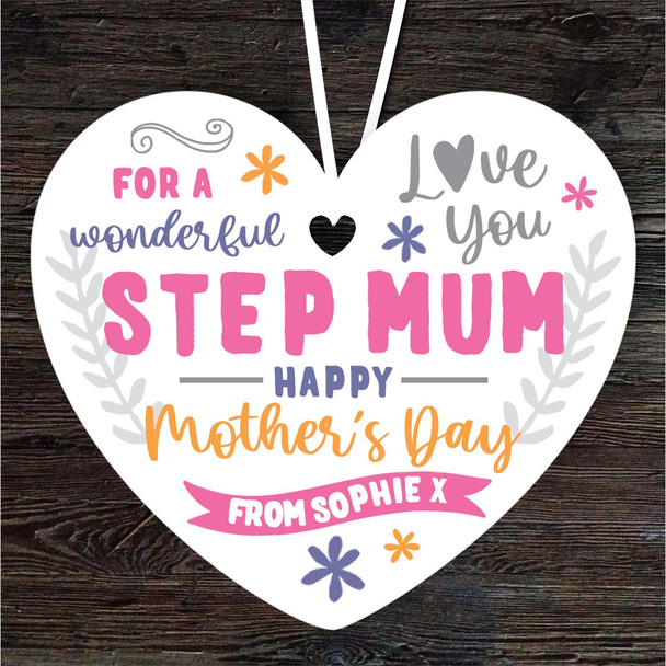 Stepmum Happy Mother's Day Gift Love You Heart Personalised Gift Hanging Ornament