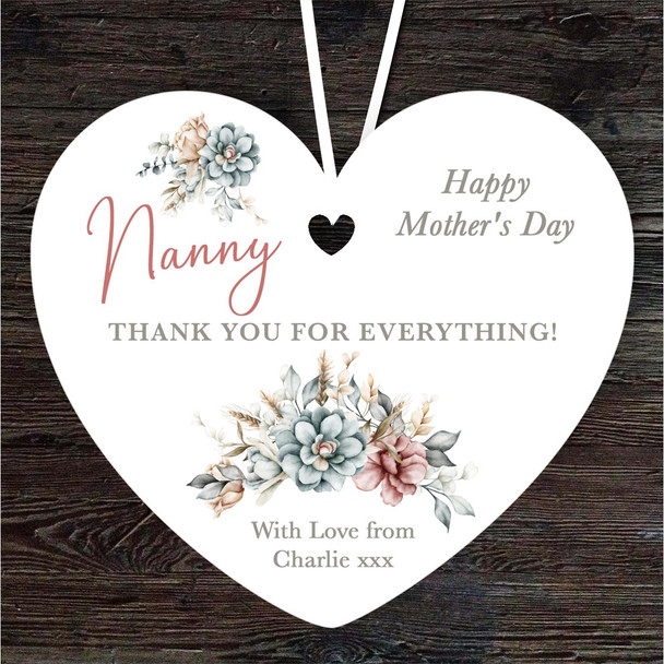Nanny Floral Thank You Mother's Day Gift Heart Personalised Hanging Ornament Nanny Floral Thank You Mother's Day Gift Heart Personalised Hanging Ornament