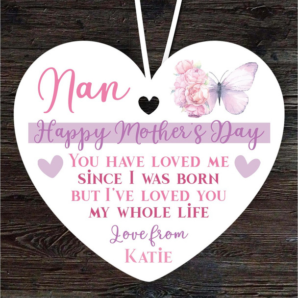 Nan Happy Mother's Day Gift Butterfly Heart Personalised Hanging Ornament