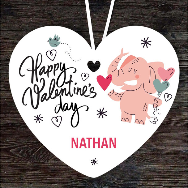 FREE WITH ORDERS OVER £20! - Elephant With Hearts Valentine's Day Gift Heart Personalised Hanging Ornament