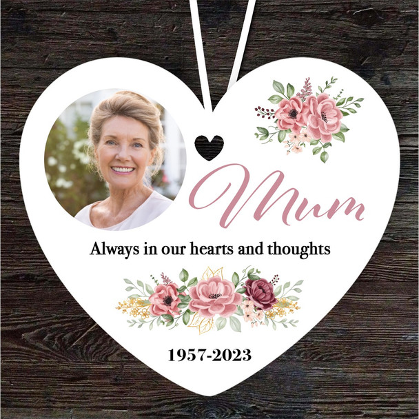 FREE WITH ORDERS OVER £20! - Mum Floral Memorial Mother's Day Gift Heart Personalised Hanging Ornament