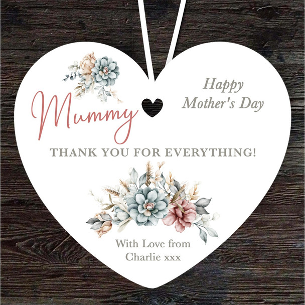 FREE WITH ORDERS OVER £20! - Mummy Floral Thank You Mother's Day Gift Heart Personalised Hanging Ornament