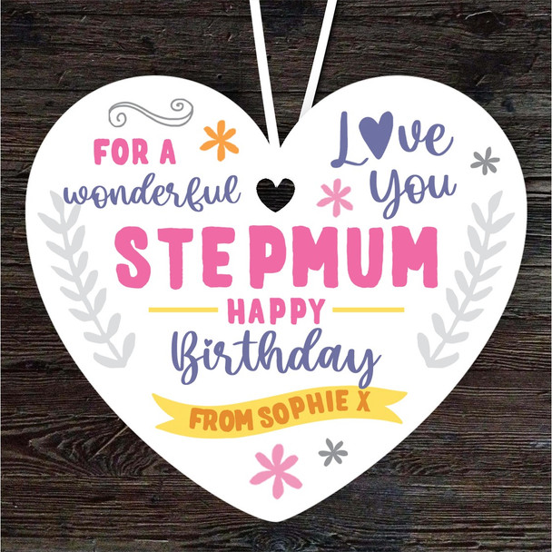 FREE WITH ORDERS OVER £20! - Stepmum Happy Birthday Gift Love You Heart Personalised Hanging Ornament