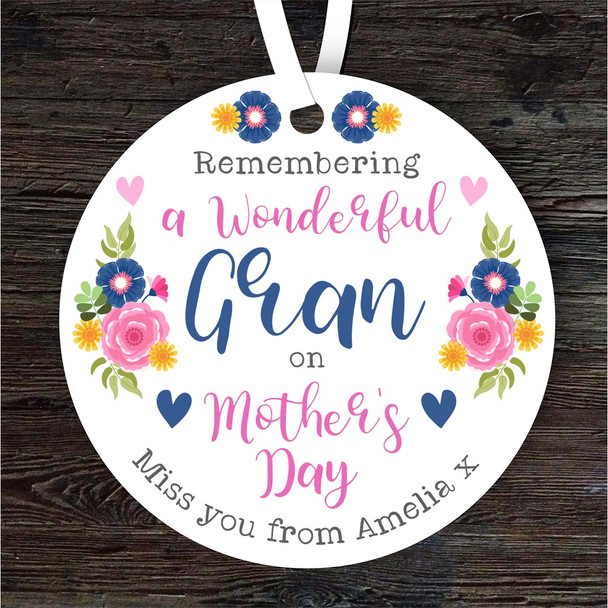 FREE WITH ORDERS OVER £20! - Gran Mother's Day Memorial Keepsake Gift Bright Flowers Personalised Ornament