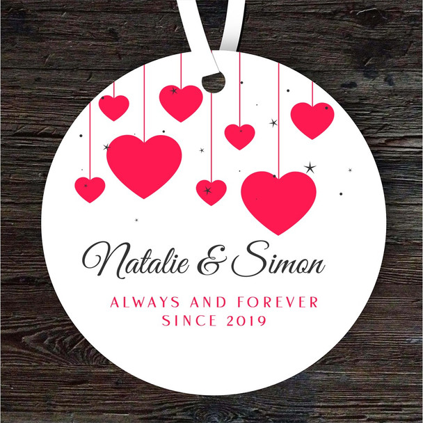 FREE WITH ORDERS OVER £20! - Hanging Red Hearts Cute Romantic Gift Round Personalised Hanging Ornament