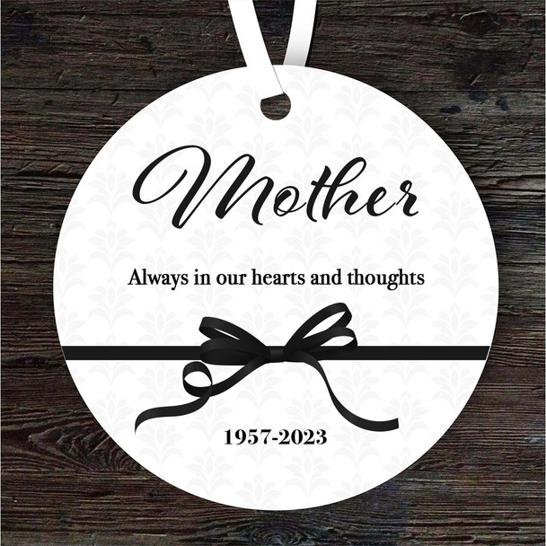FREE WITH ORDERS OVER £20! - Mother Memorial Black Ribbon Keepsake Gift Round Personalised Hanging Ornament