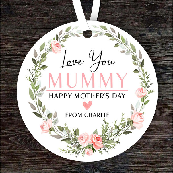 FREE WITH ORDERS OVER £20! - Mummy Love You Floral Wreath Mother's Day Gift Round Personalised Ornament