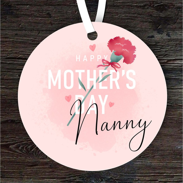 FREE WITH ORDERS OVER £20! - Nanny Red Carnation Flower Mother's Day Gift Round Personalised Hanging Ornament