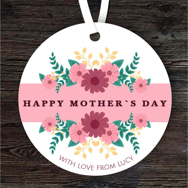 FREE WITH ORDERS OVER £20! - Pink Floral Mother's Day Gift Round Personalised Hanging Ornament