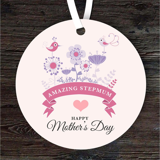 FREE WITH ORDERS OVER £20! - Amazing Stepmum Violet Flowers Mother's Day Gift Round Personalised Ornament
