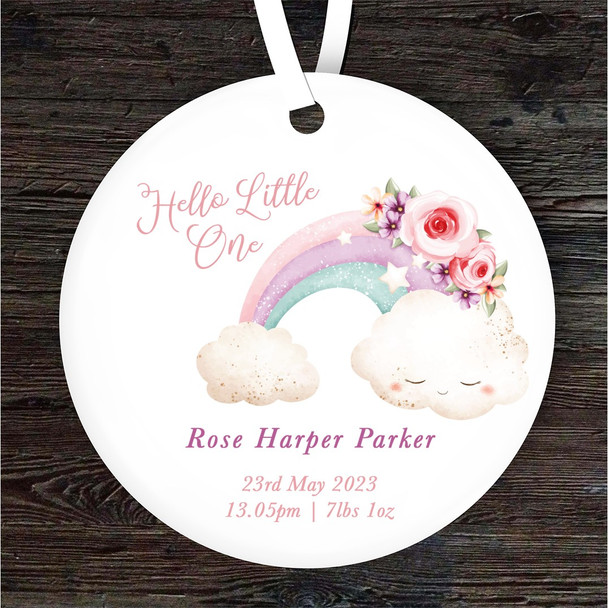 FREE WITH ORDERS OVER £20! - New Baby Pastel Rainbow Round Personalised Gift Keepsake Hanging Ornament Plaque