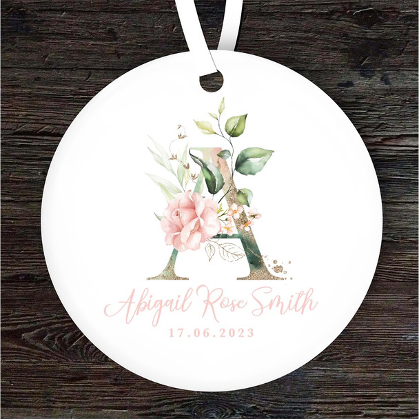 FREE WITH ORDERS OVER £20! - New Baby Girl Alphabet Letter A Personalised Gift Keepsake Hanging Ornament