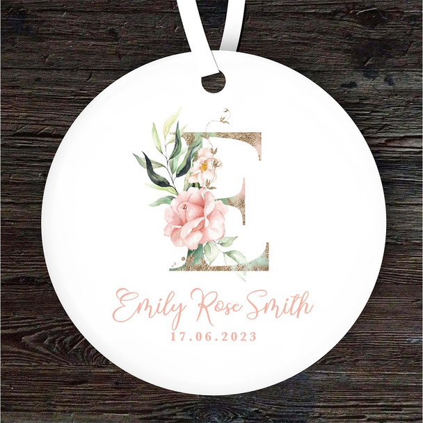 FREE WITH ORDERS OVER £20! - New Baby Girl Alphabet Letter E Personalised Gift Keepsake Hanging Ornament
