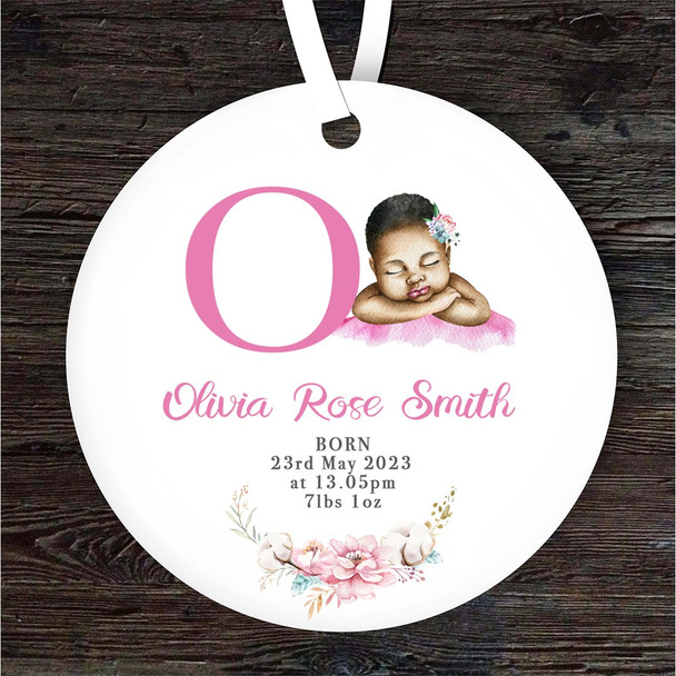 FREE WITH ORDERS OVER £20! - New Baby Girl Dark Skin New Baby Letter O Personalised Gift Hanging Ornament