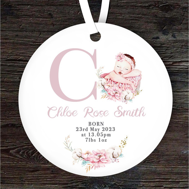 FREE WITH ORDERS OVER £20! - New Baby Girl New Baby Letter C Personalised Gift Keepsake Hanging Ornament