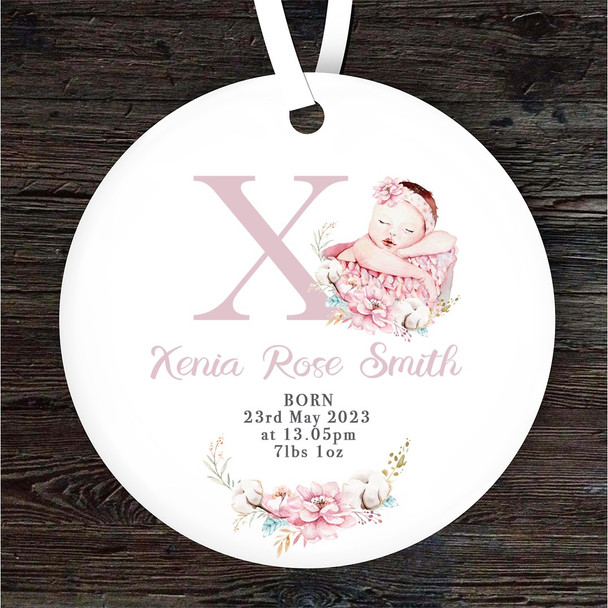 FREE WITH ORDERS OVER £20! - New Baby Girl New Baby Letter X Personalised Gift Keepsake Hanging Ornament