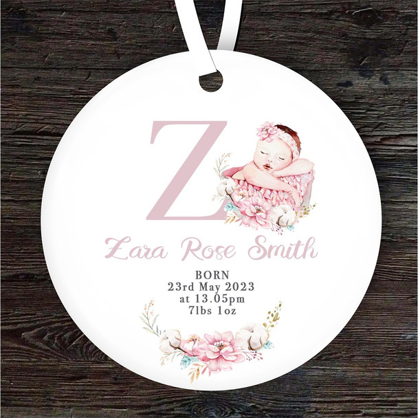 FREE WITH ORDERS OVER £20! - New Baby Girl New Baby Letter Z Personalised Gift Keepsake Hanging Ornament