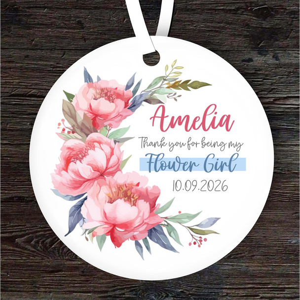 FREE WITH ORDERS OVER £20! - Thank You Girl Wedding Round Personalised Gift Hanging Ornament