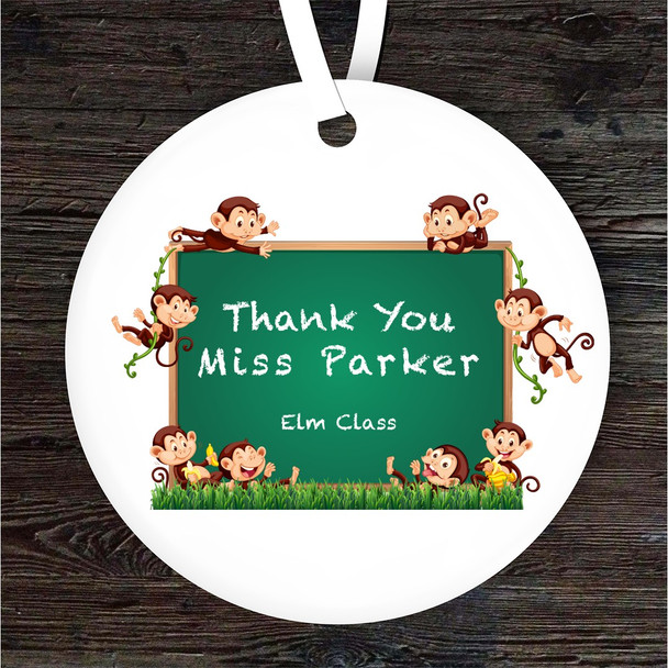 FREE WITH ORDERS OVER £20! - Thank You Teacher Monkeys Chalkboard Personalised Gift Keepsake Hanging Ornament
