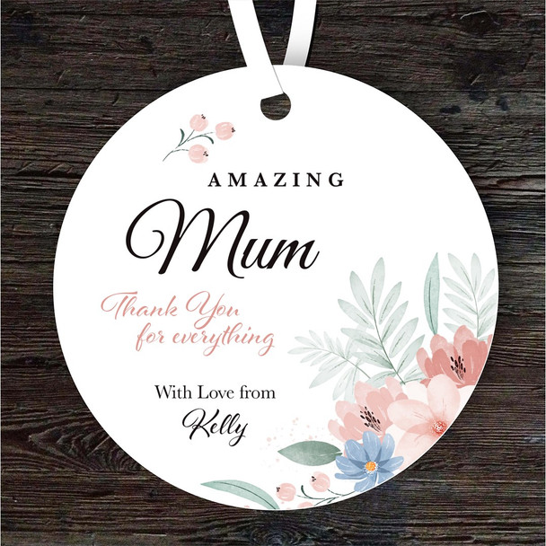 FREE WITH ORDERS OVER £20! - Amazing Mum Gift Floral Round Personalised Hanging Ornament