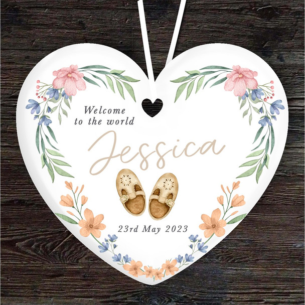 FREE WITH ORDERS OVER £20! - New Baby Shoes Heart Personalised Gift Keepsake Hanging Ornament Plaque