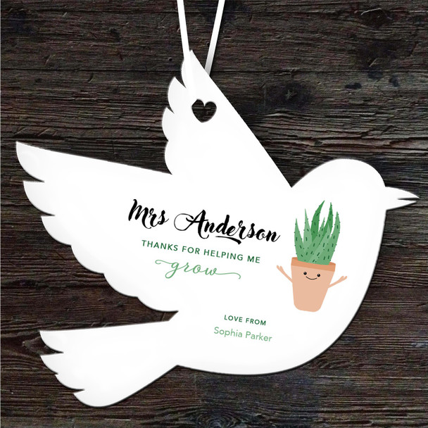 FREE WITH ORDERS OVER £20! - Thank You Teacher Houseplant Bird Personalised Gift Keepsake Hanging Ornament