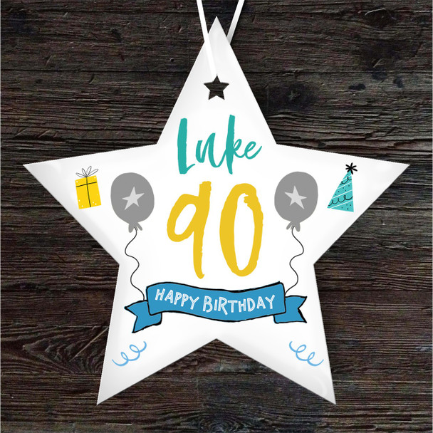 FREE WITH ORDERS OVER £20! - 90th Birthday Star Blue and Grey Star Personalised Gift Keepsake Hanging Ornament FREE WITH ORDERS OVER £20! - 90th Birthday Star Blue and Grey Star Personalised Gift Keepsake Hanging Ornament