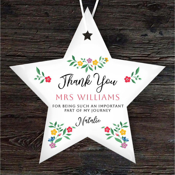 FREE WITH ORDERS OVER £20! - Thank You Teacher Star Personalised Gift Keepsake Hanging Ornament Plaque