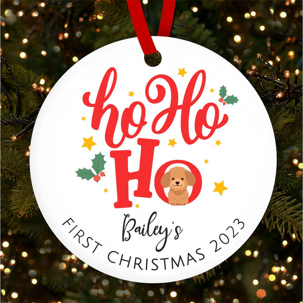 FREE WITH ORDERS OVER £20! - Poodle Puppy 1st Ho Ho Ho Personalised Christmas Tree Ornament Decoration